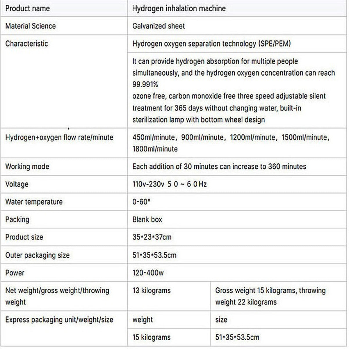 Molecular Hydrogen Generator 1200ML 1500ML 1800ML Hydrogen Gas Inhalation Machine H2 Absorption Device Household Care With Hydrogenated Water