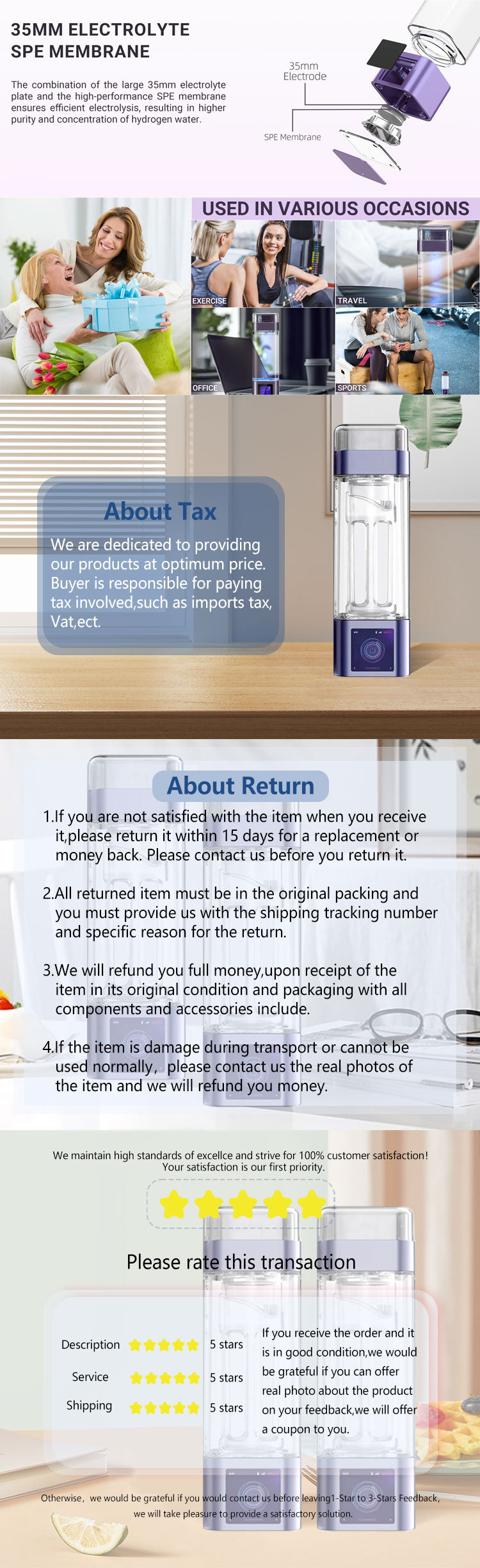 Molecular Hydrogen Water Maker Best Seller 9000ppb Hydrogen Water Cup Electric Usb Hydrogen Rich Water Generator Bottle 350ml