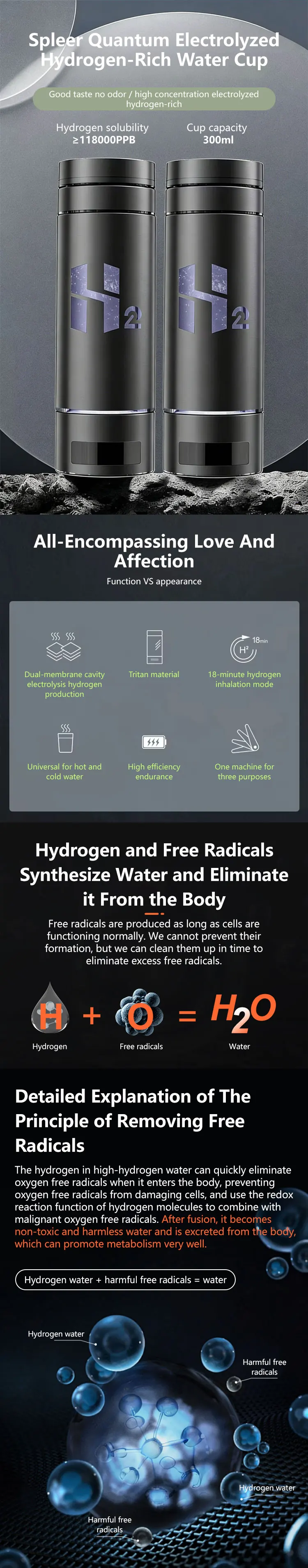 Wholesale SPE PEM Hydrogen Water Generator Hydrogen Water Maker Ionizer 9000ppb Hydrogen Water Bottle Generator with Inhaler