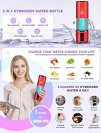 6000PPB Hydrogen Water Generator Bottle High Purity SPE PEM Dual Chamber Maker lonizer Cup H2 Inhalation device Time Display