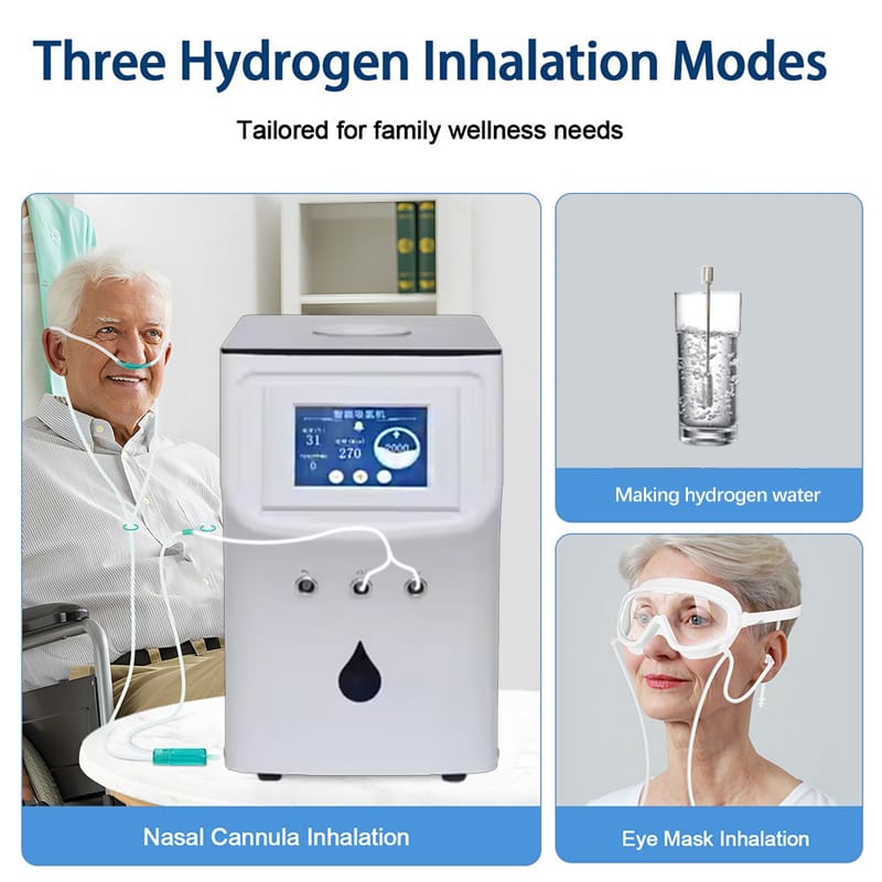 Hydrogen Inhalation Therapy Machine 900ML1800ML Hydrogen Water Generator O2 HHO Double Outlet H2 Inhaler with Nasal Cannula