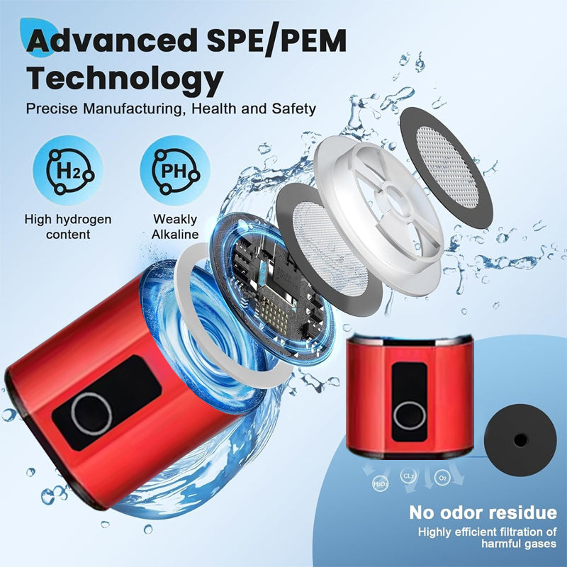 6000PPB Hydrogen Water Generator Bottle High Purity SPE PEM Dual Chamber Maker lonizer Cup H2 Inhalation device Time Display