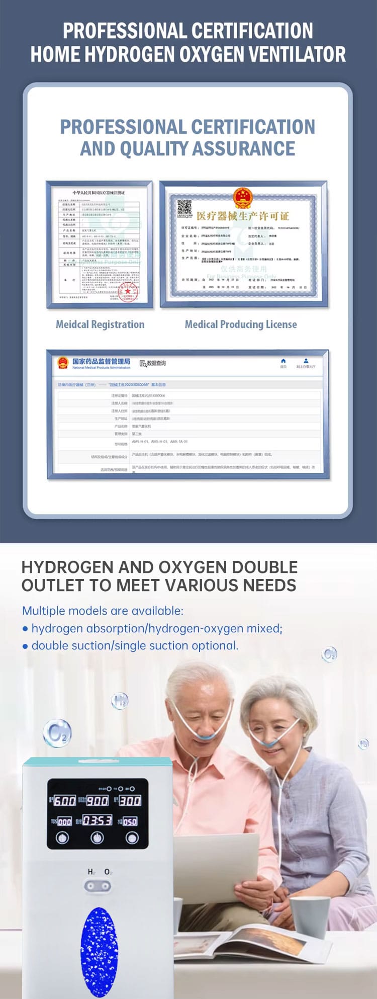 PEM HHO Therapy 900ml/1500ml/3000ml/Min Molecular Oxygen and Hydrogen Machine Inhaler H2 Generator Hydrogen Inhalation Machine