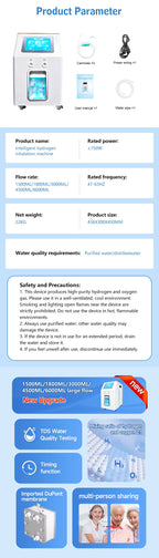 Home Clinic Hydrotherapy Machine Hydrogen Water Generator 3000ML 6000ML Browns Gas Inhalation Machine for Breathing 3 sold