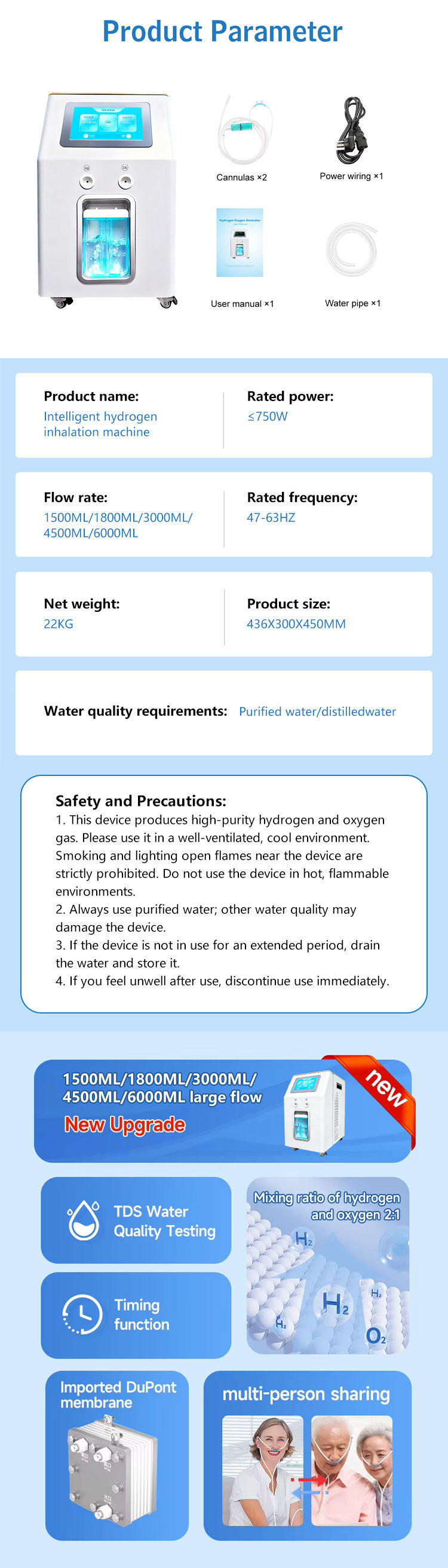 Home Clinic Hydrotherapy Machine Hydrogen Water Generator 3000ML 6000ML Browns Gas Inhalation Machine for Breathing 3 sold