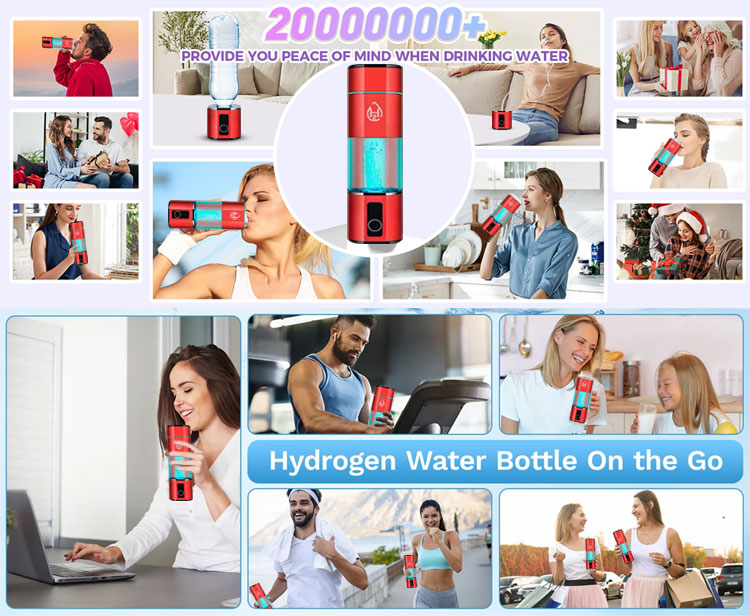 6000PPB Hydrogen Water Generator Bottle High Purity SPE PEM Dual Chamber Maker lonizer Cup H2 Inhalation device Time Display