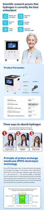 3000ML Hydrogen Inhalation Machine Home Use Hydrogen Oxygen Generator Water Ionizer H2 Molecular Inhalator CE Certificated