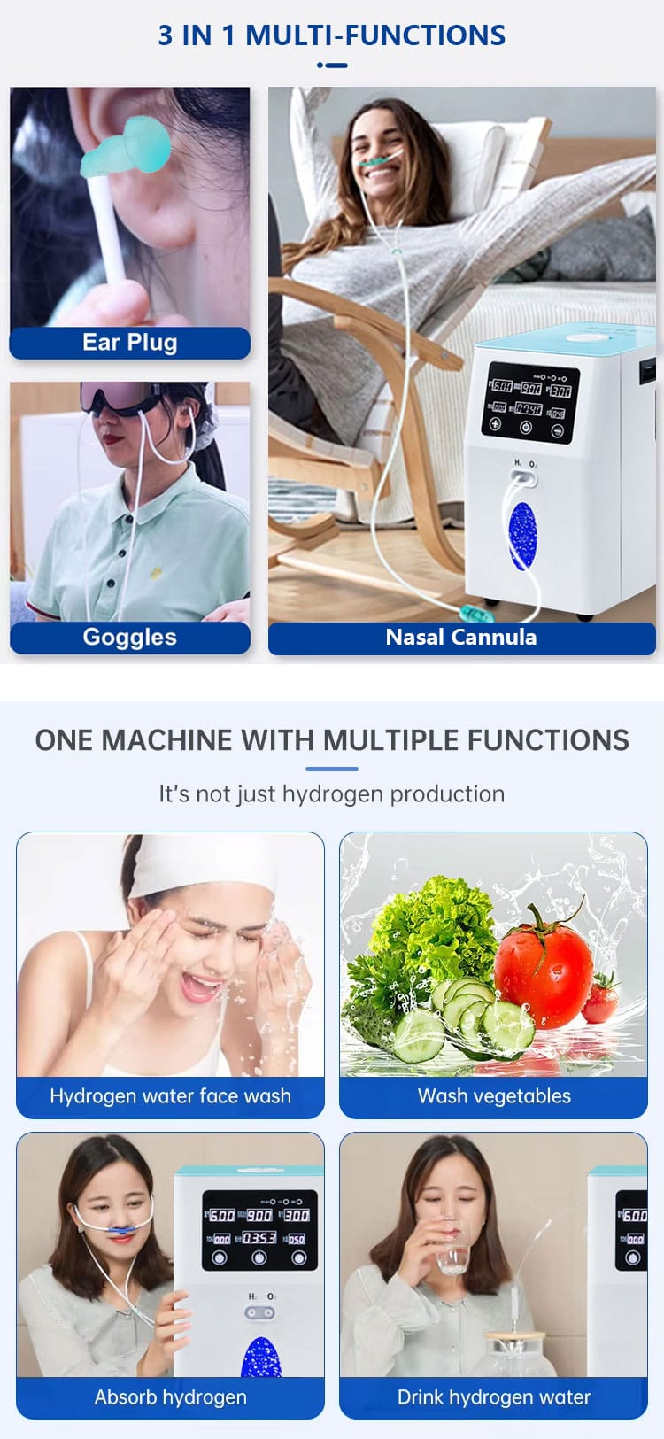 PEM HHO Therapy 900ml/1500ml/3000ml/Min Molecular Oxygen and Hydrogen Machine Inhaler H2 Generator Hydrogen Inhalation Machine