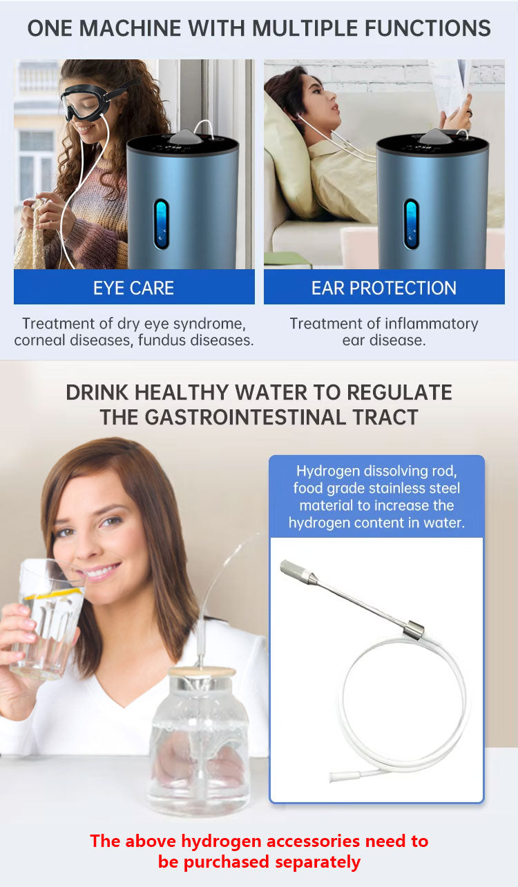 Factory supply Hydrogen Generator H2 Inhalation Machine 225ml/min High Purity SPE/PEM portable Hydrogen water ionizer Generator