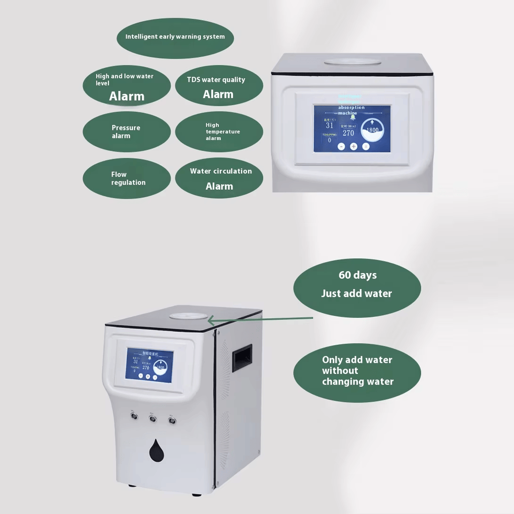 Hydrogen Inhalation Therapy Machine 900ML1800ML Hydrogen Water Generator O2 HHO Double Outlet H2 Inhaler with Nasal Cannula