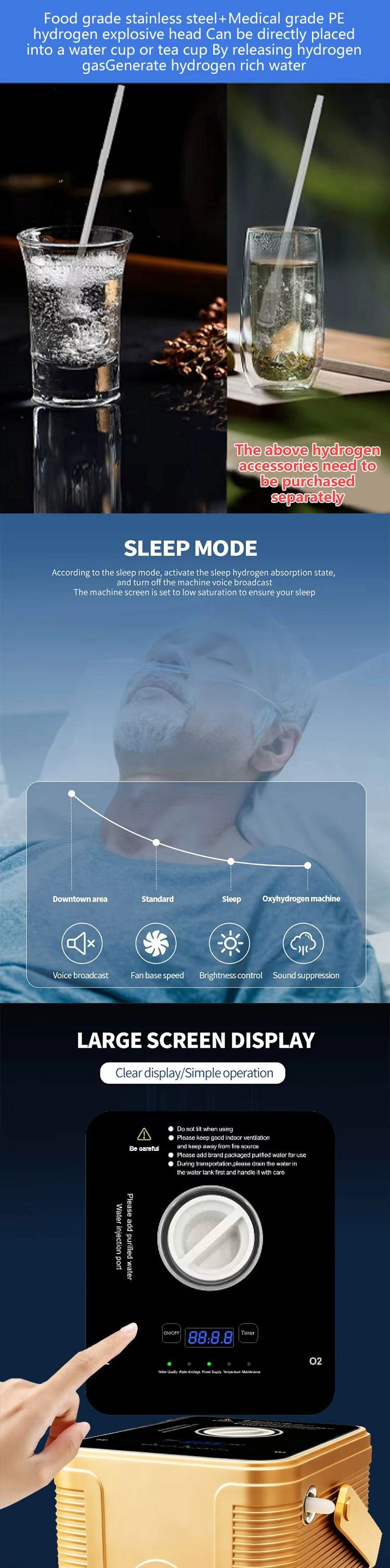 H2 Gas Inhaler Water Therapy Home Wellness Hydrogen Generator with 99.99% Purity PEM Membrane Hydrogen Inhalation Machine