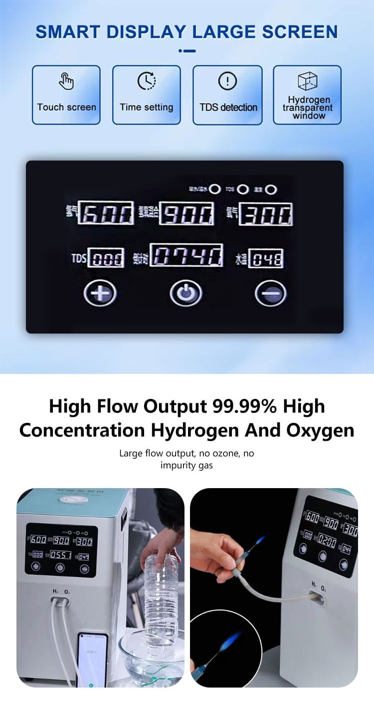 PEM HHO Therapy 900ml/1500ml/3000ml/Min Molecular Oxygen and Hydrogen Machine Inhaler H2 Generator Hydrogen Inhalation Machine